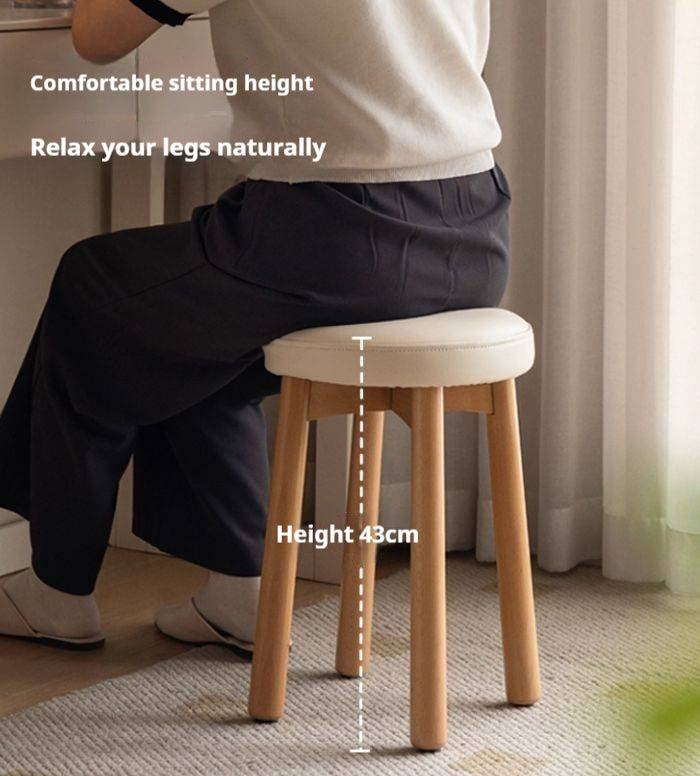 Solid Rubberwood Modern Soft Makeup Stool