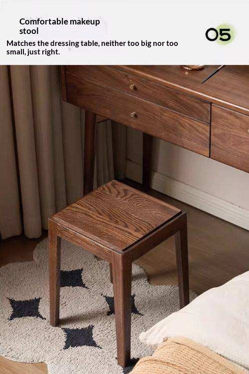 2pcs - Beech, Oak, Ash, Cherry Solid Wood, Solid RubberWood Foldable Nordic Square Stool