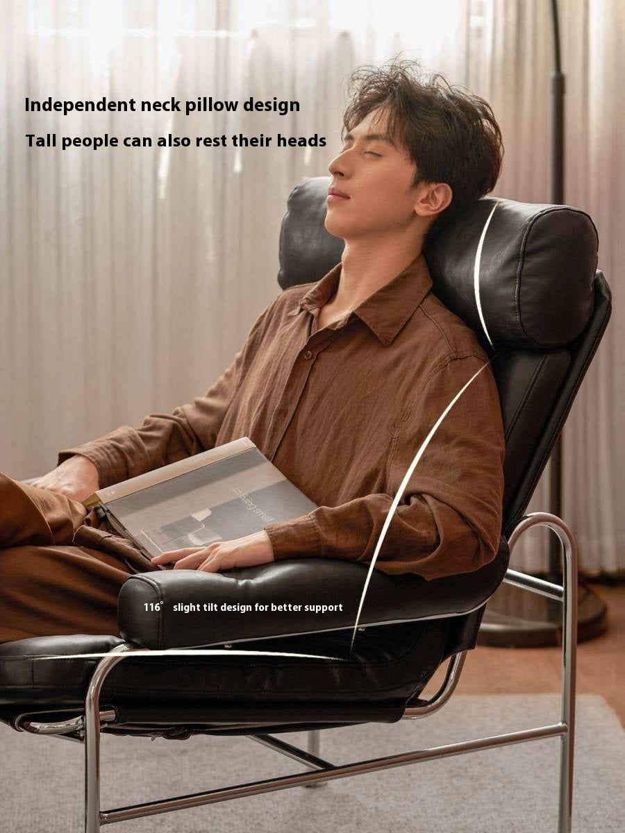 Bauhaus-Style Retro Armchair in Vintage Oil-Wax PU Leather