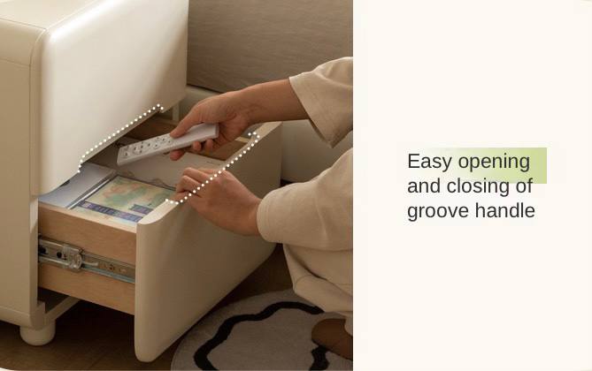 Tulipwood Solid Wood, Solid RubberWood Warm White Two-Drawer Nightstand.