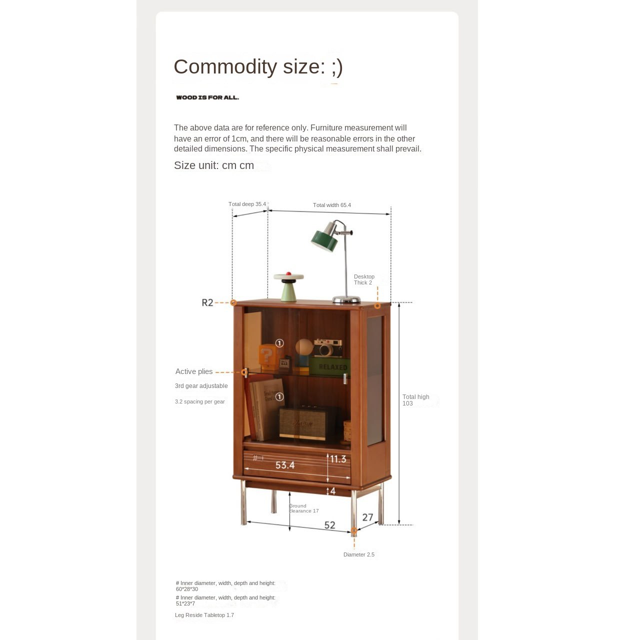 Poplar Solid Wood American Retro Glass Side Cabinet