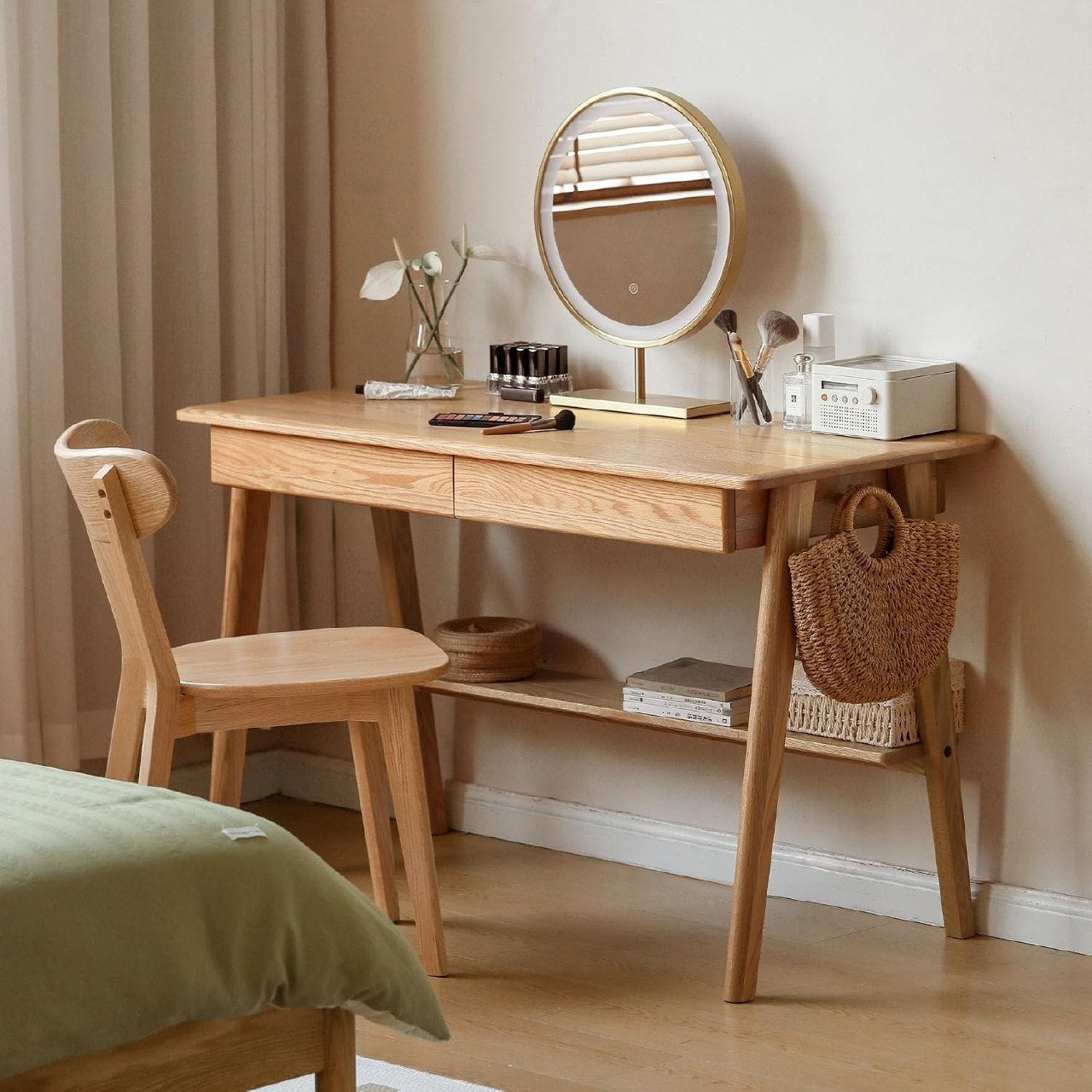 Oak Solid Wood Office Desk Bottom Divider