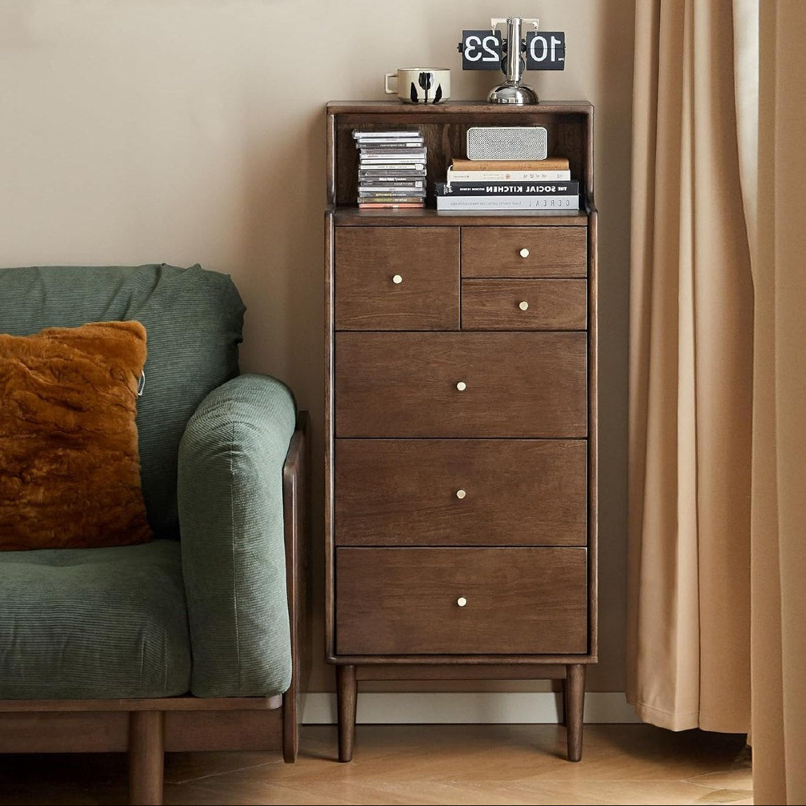modern tallboy dresser Solid rubberwood Tallboy Dresser with Open Shelf Hutch