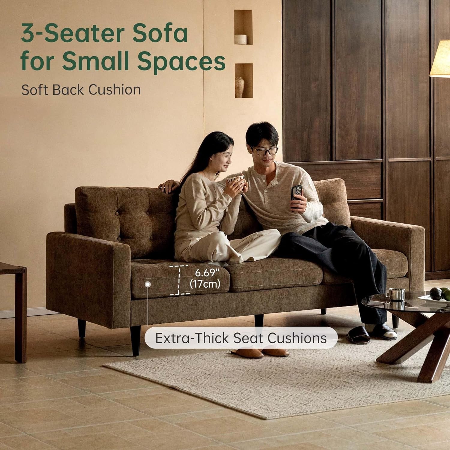Modern Sofa Chenille Couch, Stain & Water Resistant