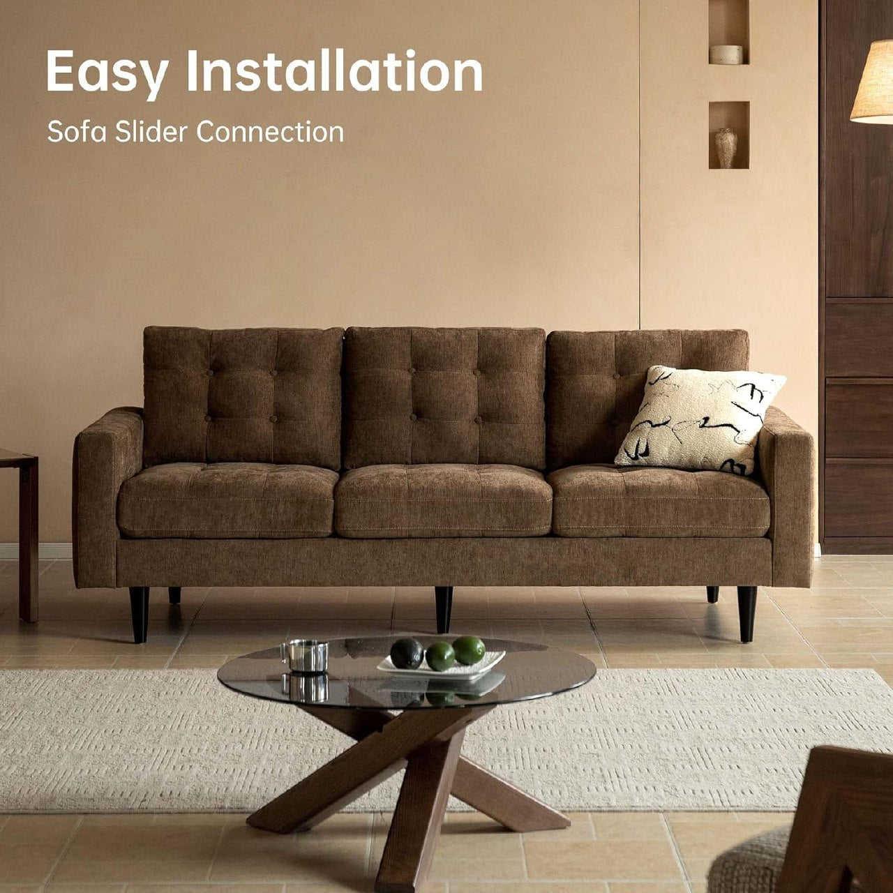 Modern Sofa Chenille Couch, Stain & Water Resistant