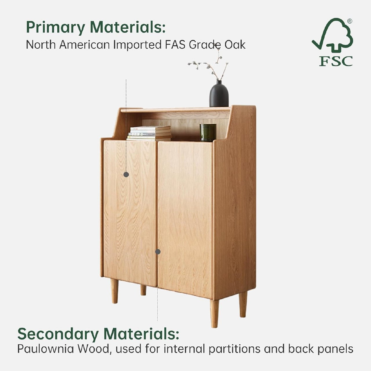 Oak Solid Wood Shoe Entrance Porch Cabinet