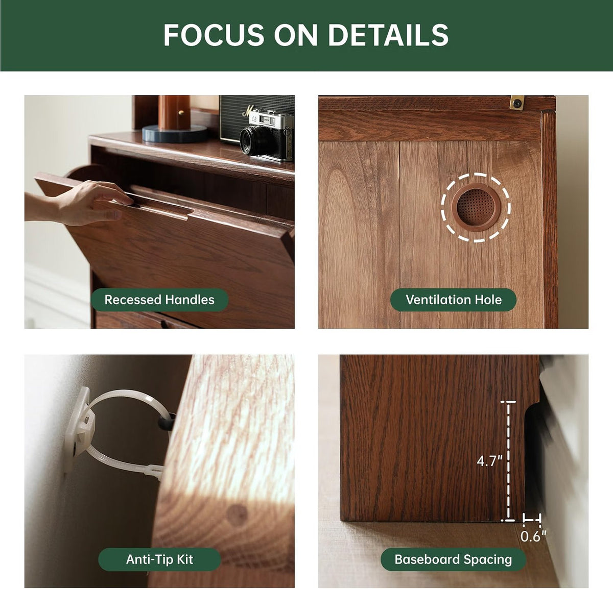 Oak Solid Wood Ultra Thin Shoe Cabinet