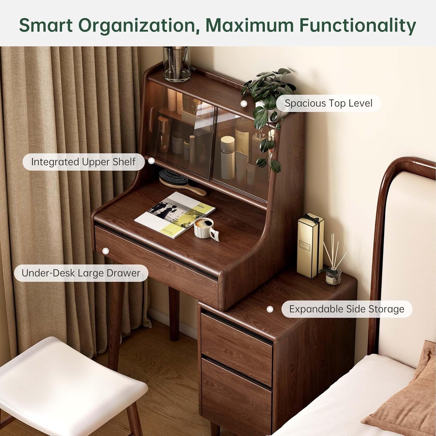 Ash Solid Wood telescopic Vanity Desk