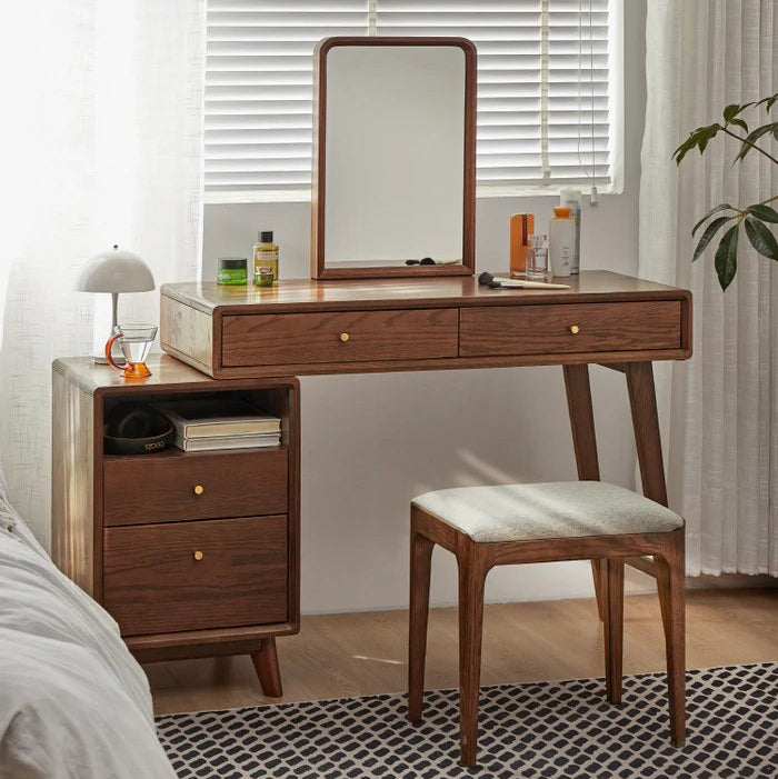 Oak Solid Wood Telescopic Vanity Table Cabinet