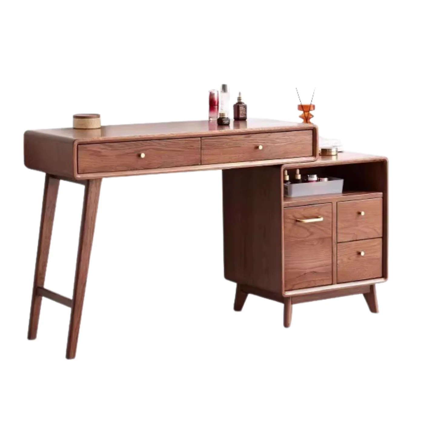 Oak Solid Wood Telescopic Vanity Table Cabinet