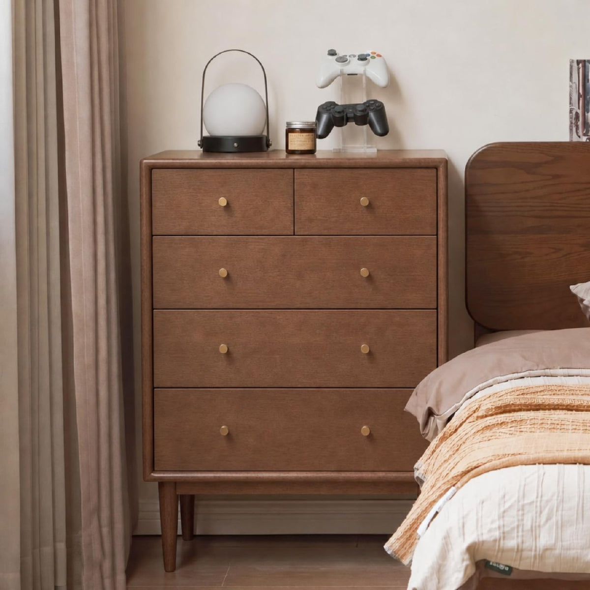 Black Walnut solid wood, solid RubberWood Drawer, Modern Porch Cabinet