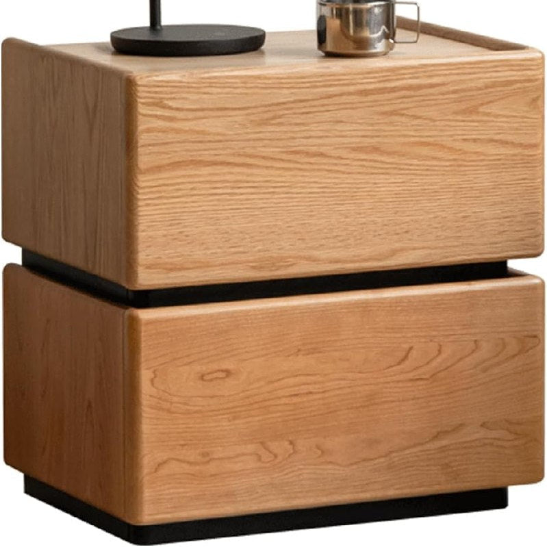 Oak & Cherry Solid Wood Nightstand with Storage Drawer