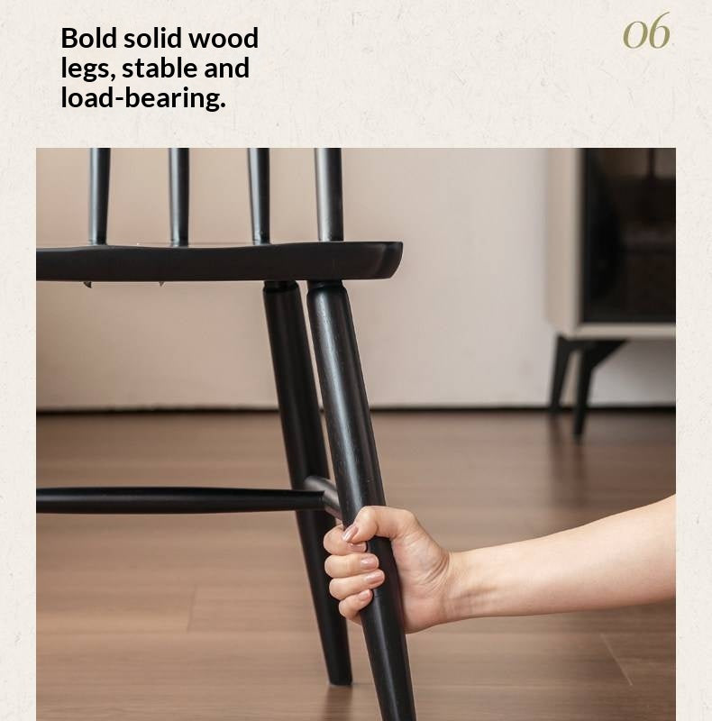 4 pcs -Solid RubberWood Windsor Dining Chair, Modern Spindle Back Chair, Scandinavian Farmhouse Style Kitchen