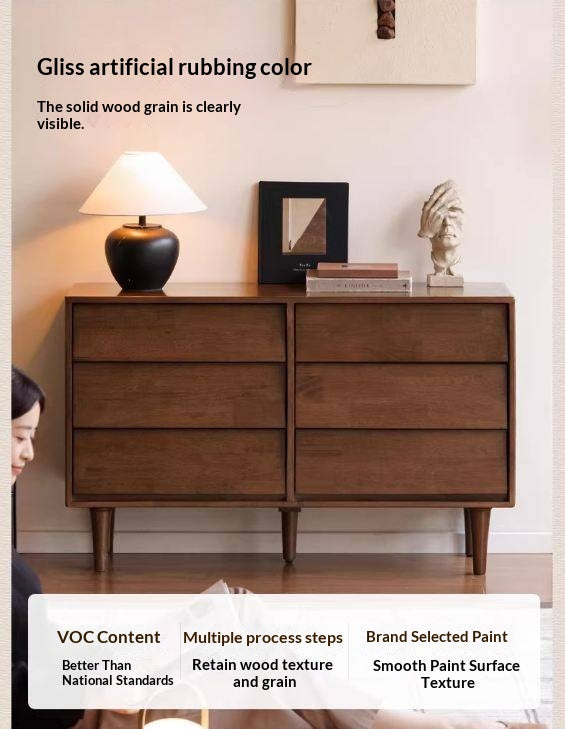 Solid Rubberwood Antique Style Chest of Drawers