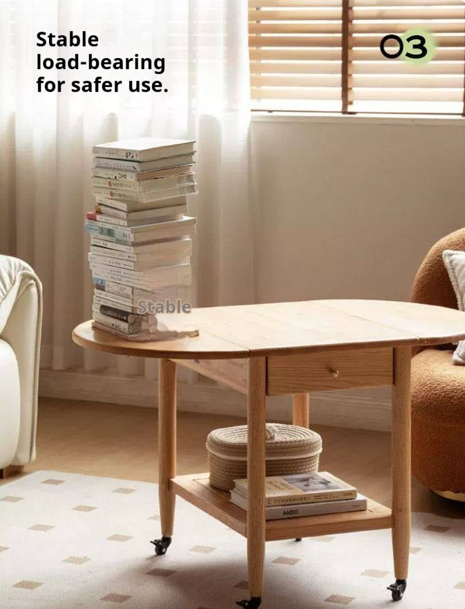 Oak Solid Wood Small Folding Coffee Table