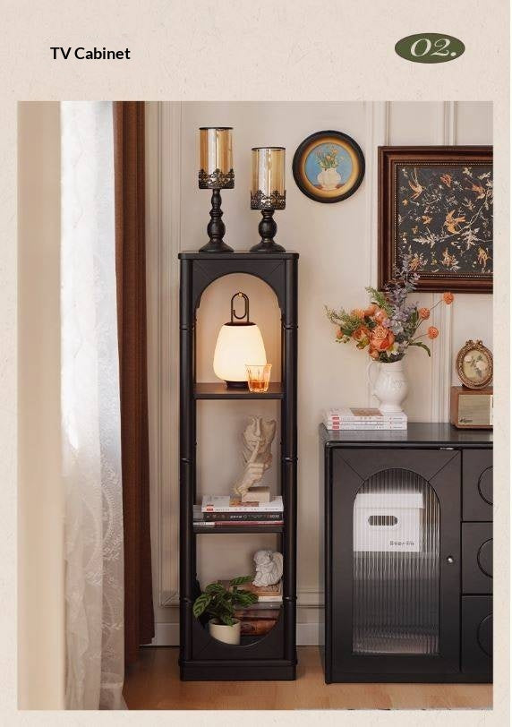 Solid Rubberwood, Tulipwood Solid Wood French Retro Corner Bookcase