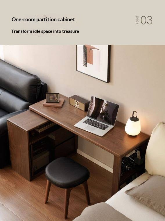 Black Walnut, Oak Solid Wood Italian Light Luxury Corner Office Desk