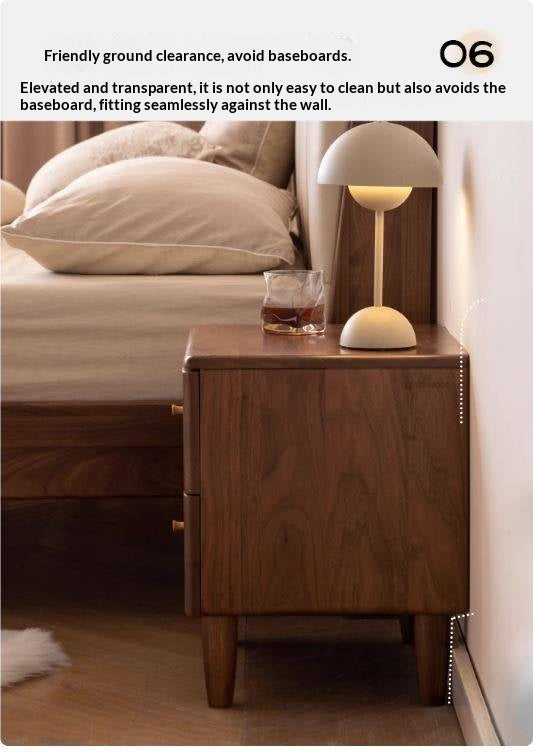 Black Walnut Solid Wood Italian Light Luxury Style Nightstand