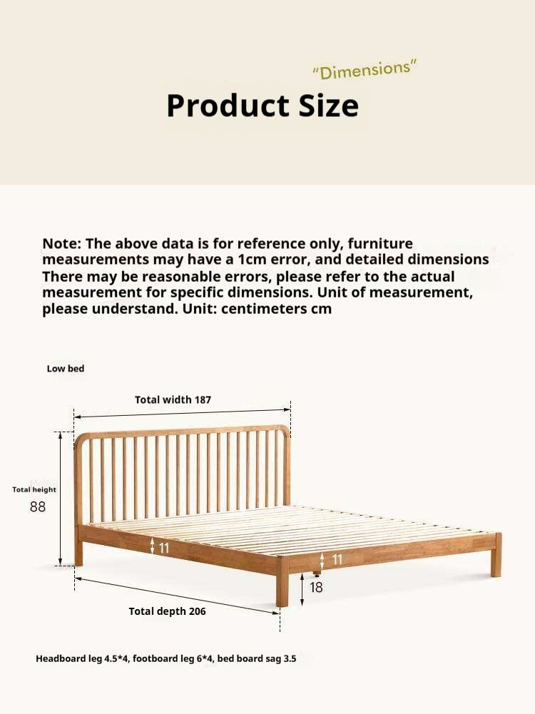 European Beech,Rubberwood Solid Wood Bed Modern Simple