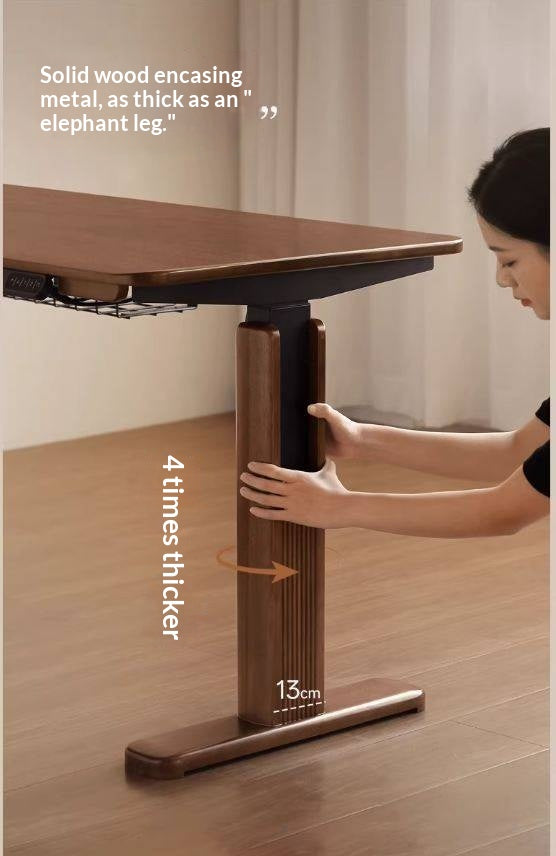 Solid Longan Hardwood Electric Lift Standing Desk with Adjustable Height