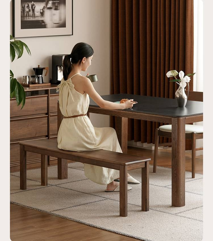 Black Walnut, Oak, Sandalwood, Ash, Solid Rubberwood Nordic Long Bench