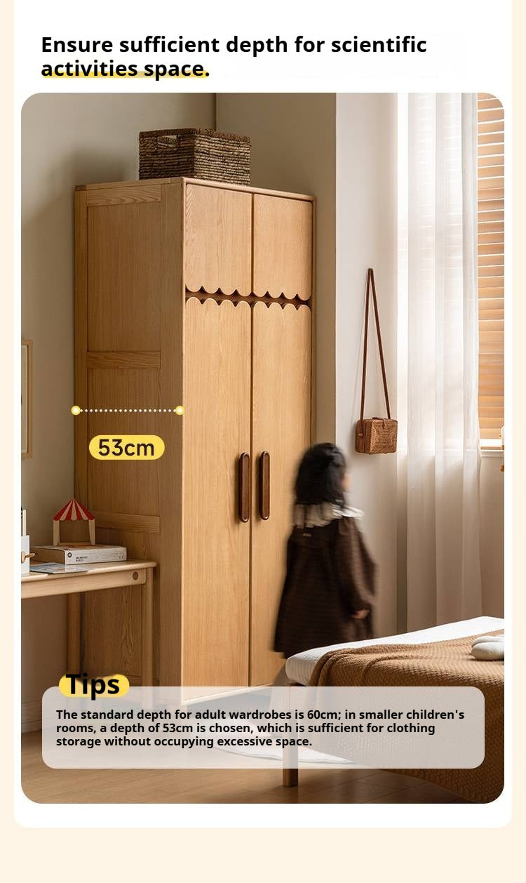 Oak Solid Wood Original Wood Style Children's Wardrobe