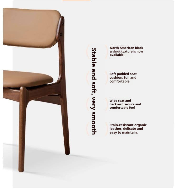 Black Walnut, Sandalwood Solid Wood Modern Dining Chair