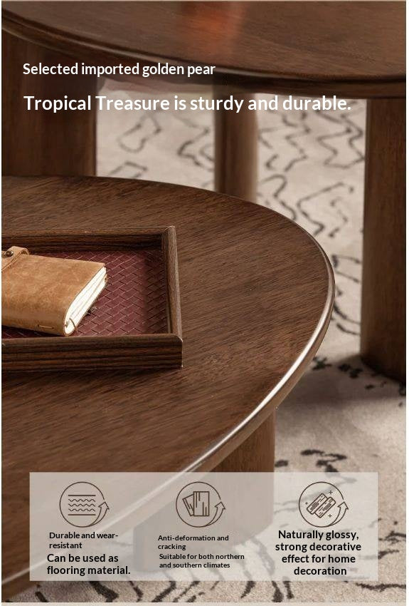 Solid Longan Hardwood Coffee Table with Sculptural Form and Italian Inspired Design