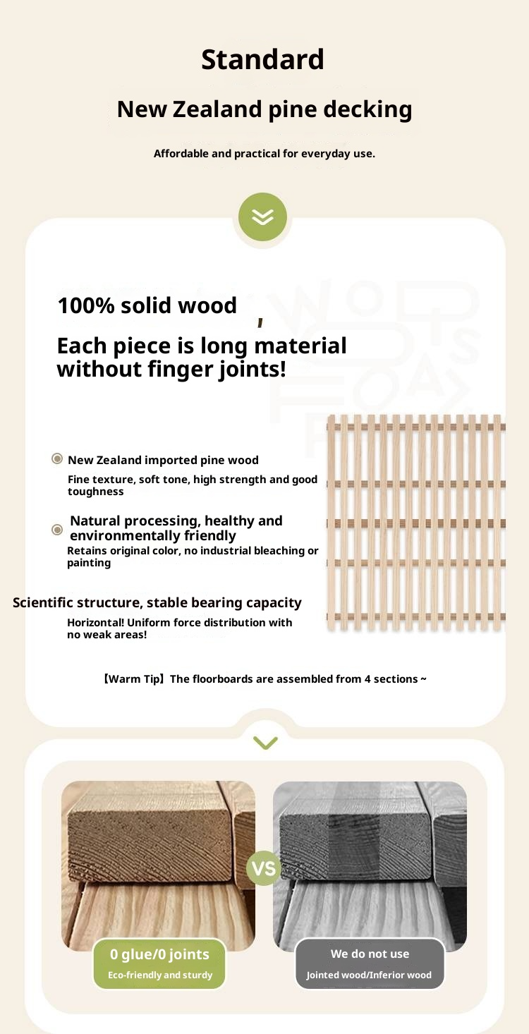 Rubberwood Solid Wood Bed, French Cream Style