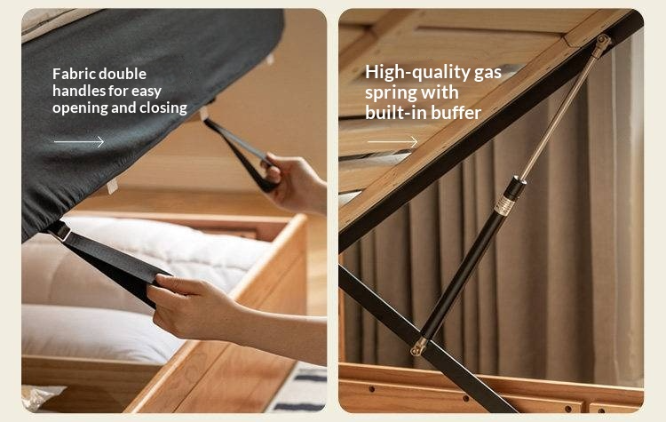 Cherry Solid Wood Box Bed — Vintage Style with Soft Backrest