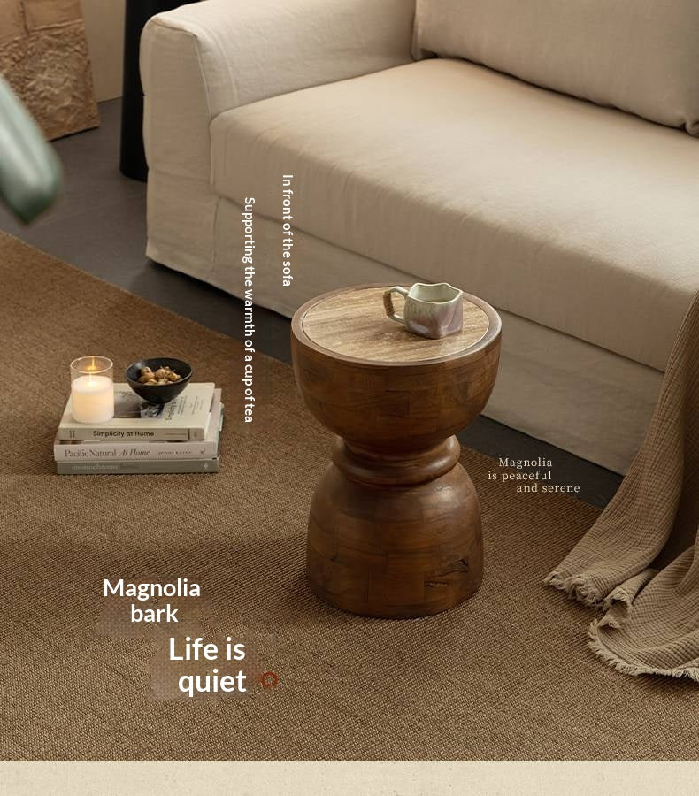 Mango Solid Wood Wabi Sabi Round Side Table