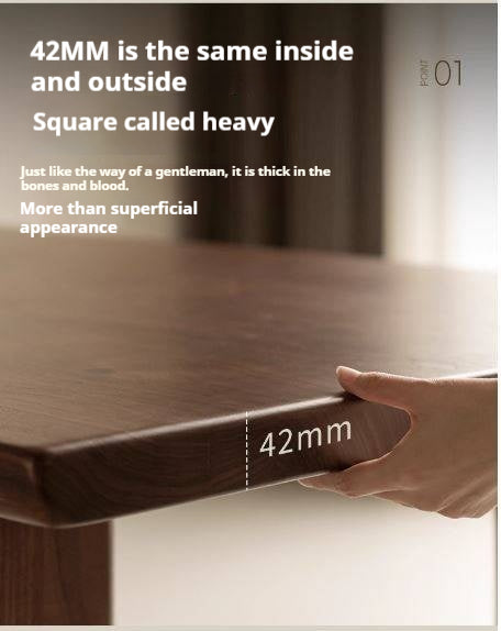 Black Walnut, Sandalwood Solid Wood Wabi Sabi Style Large Board Dining Table