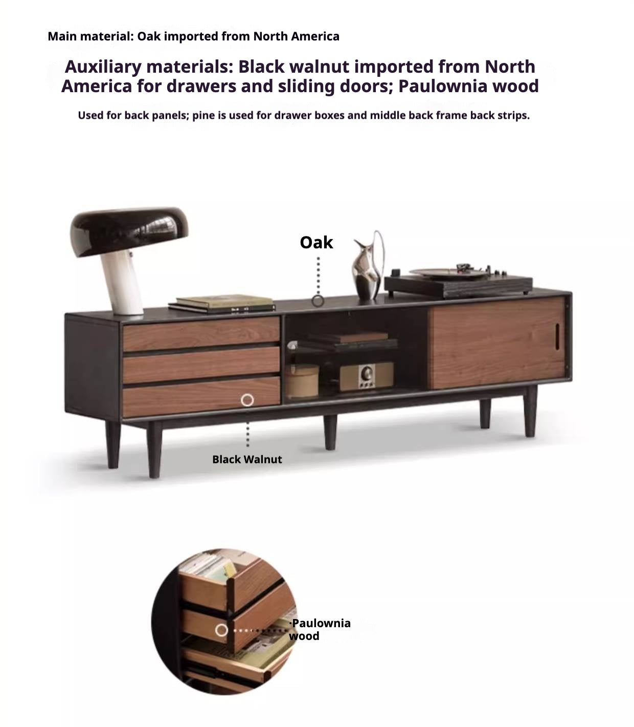 Oak Solid Wood Ancient Style Wood TV Stand