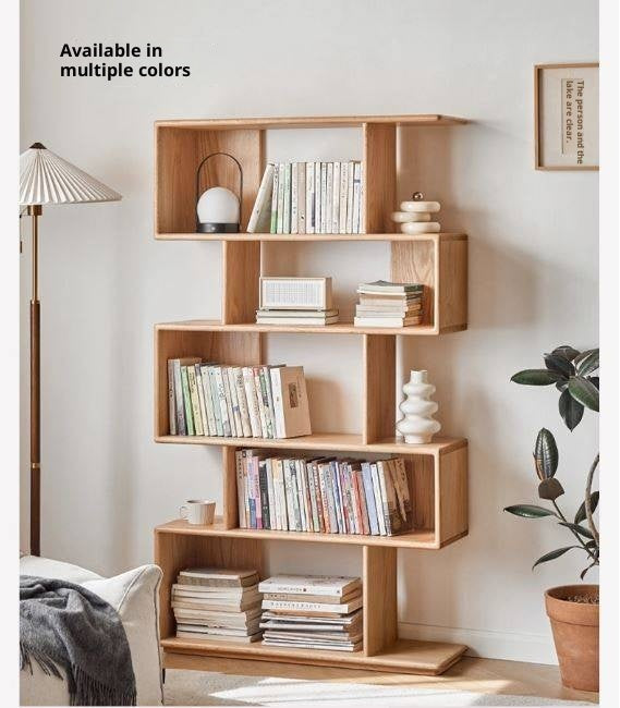 Oak Solid Wood Modern Bookshelf Display Shelf and Room Divider