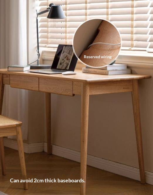 Oak Solid Wood Office Desk Spindle-Shaped Slanted Legs