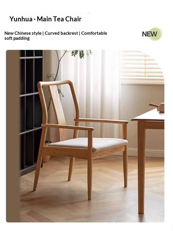 Oak Solid Wood Backrest Soft Chair