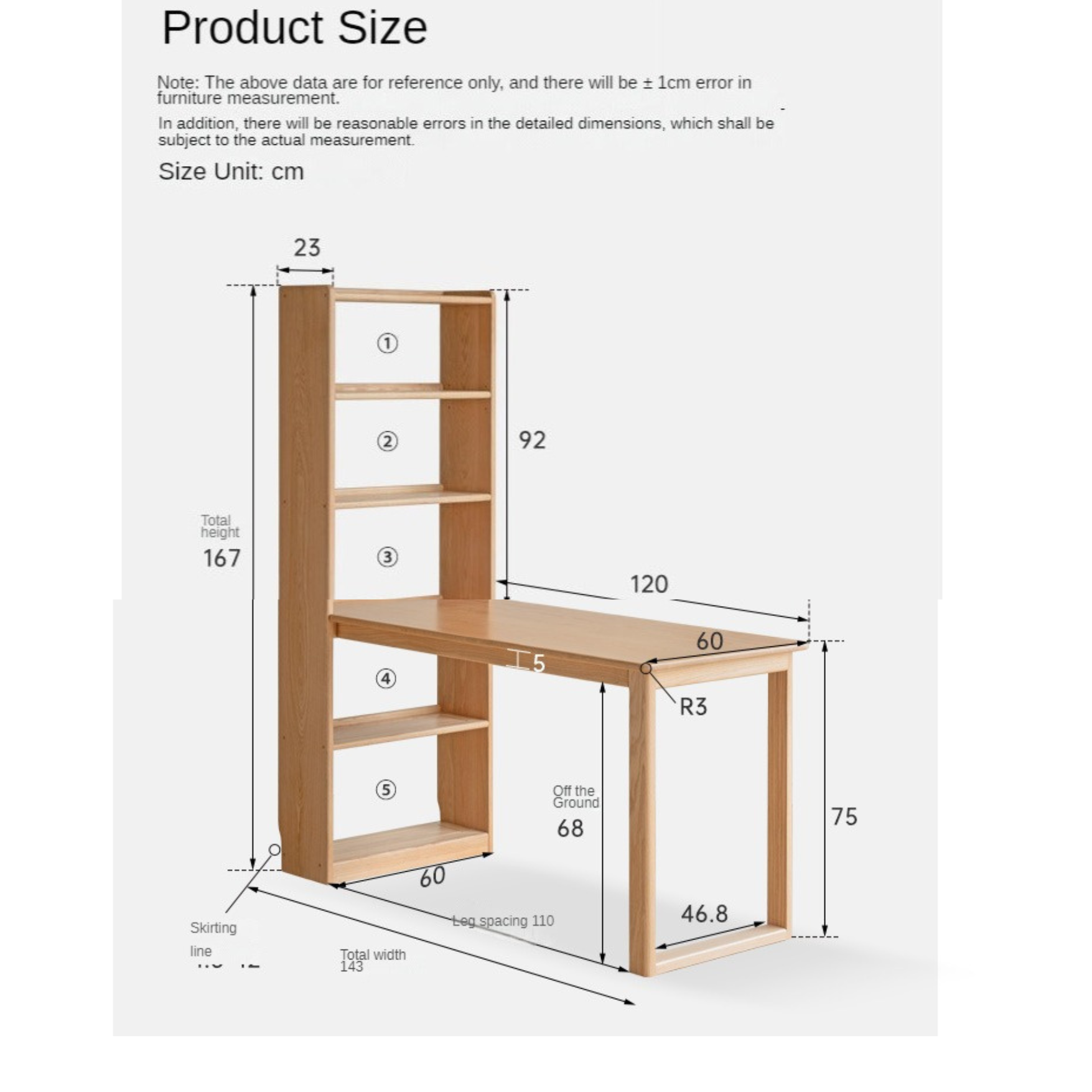 Oak Solid Wood Desk and Bookshelf Integrated Office Desk