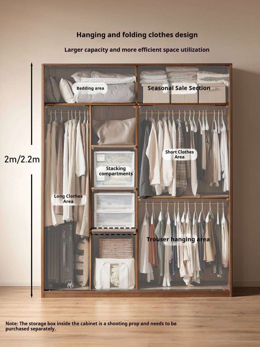 Oak Solid Wood Modern Style Wardrobe