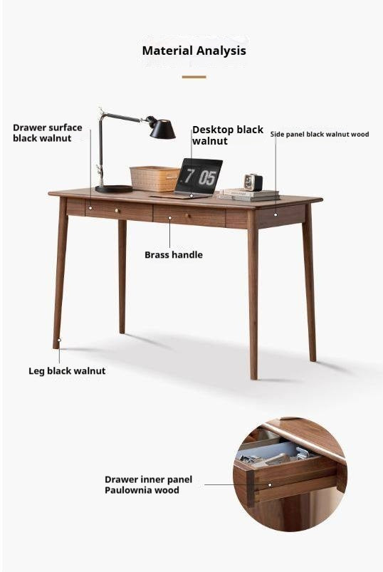 Solid Longan Hardwood, South American Walnut, Black Walnut Solid Wood Office Desk