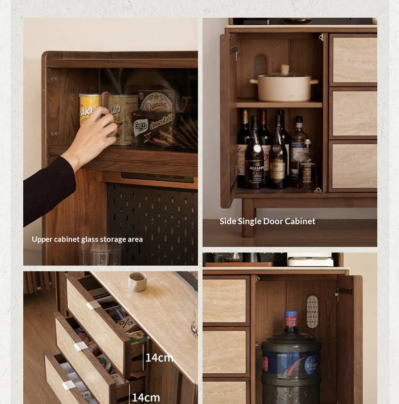 Black Walnut Solid Wood Ancient Style Buffet Cabinet