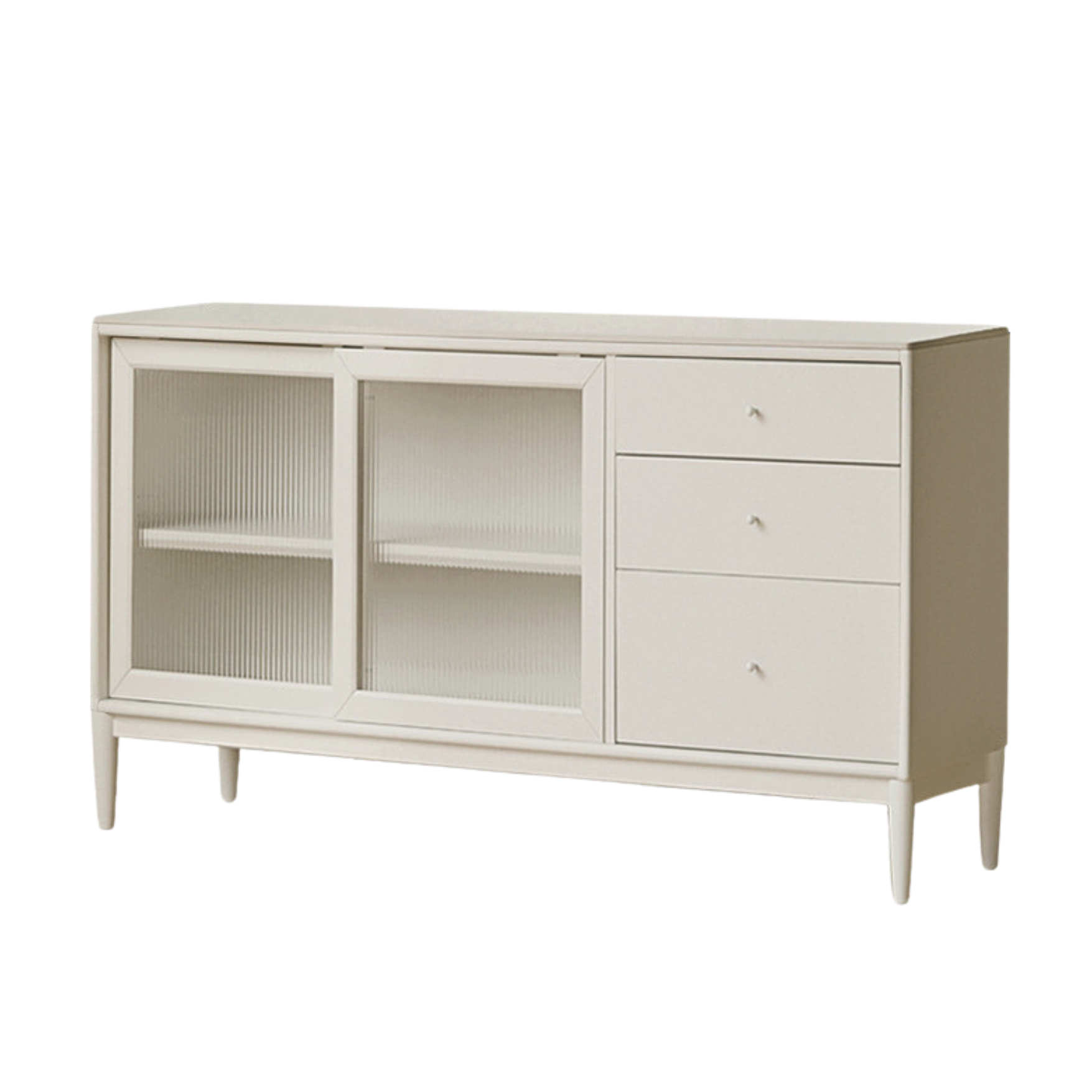 Solid RubberWood Dining Sideboard Cream Style Against The Wall Integrated