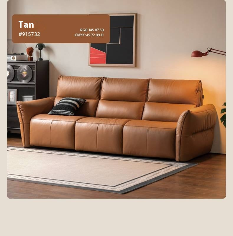 Genuine Leather Sofa Italian Light Luxury Tofu Block Sofa