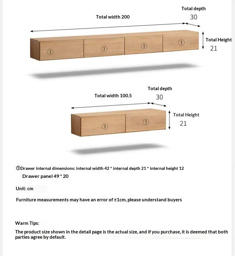 Oak Solid Wood TV Cabinet Hanging LED Lights.