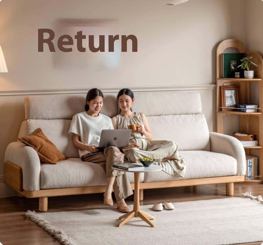 Oak Solid Wood Modern Casual High-Back White Fabric sofa