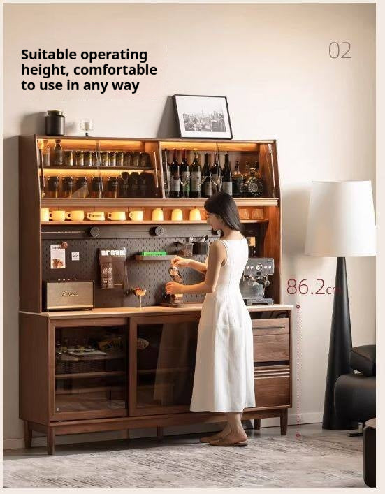 Black Walnut Solid Wood Italian-Style Sideboard – Sleek Buffet Cabinet