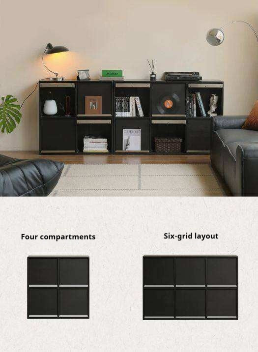 Oak Solid Wood Black Storage Combination Module Cabinet.