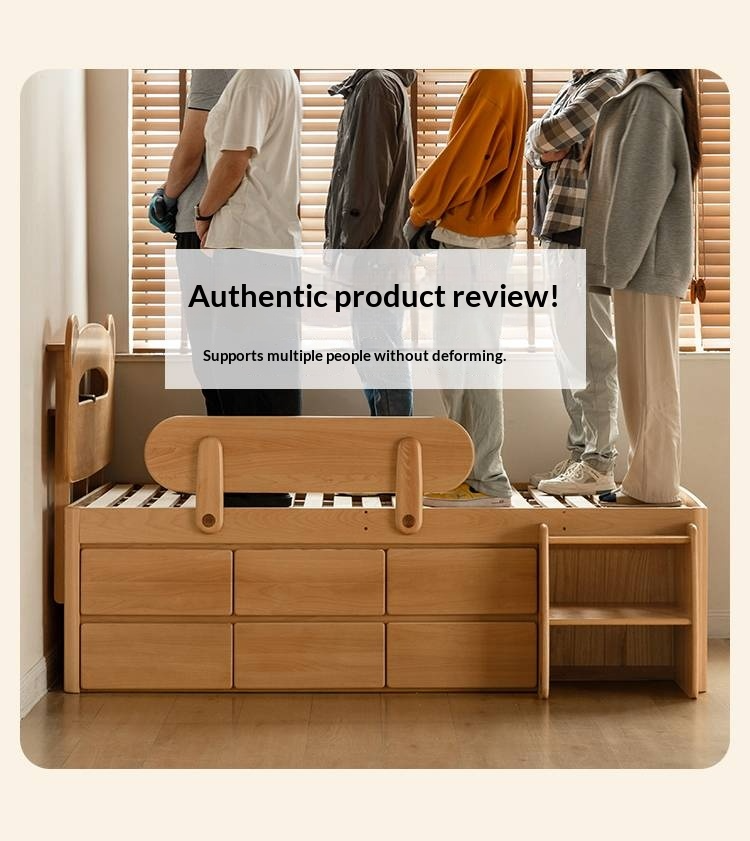 Beech Solid Wood Children's Night Light Storage Loft Bed