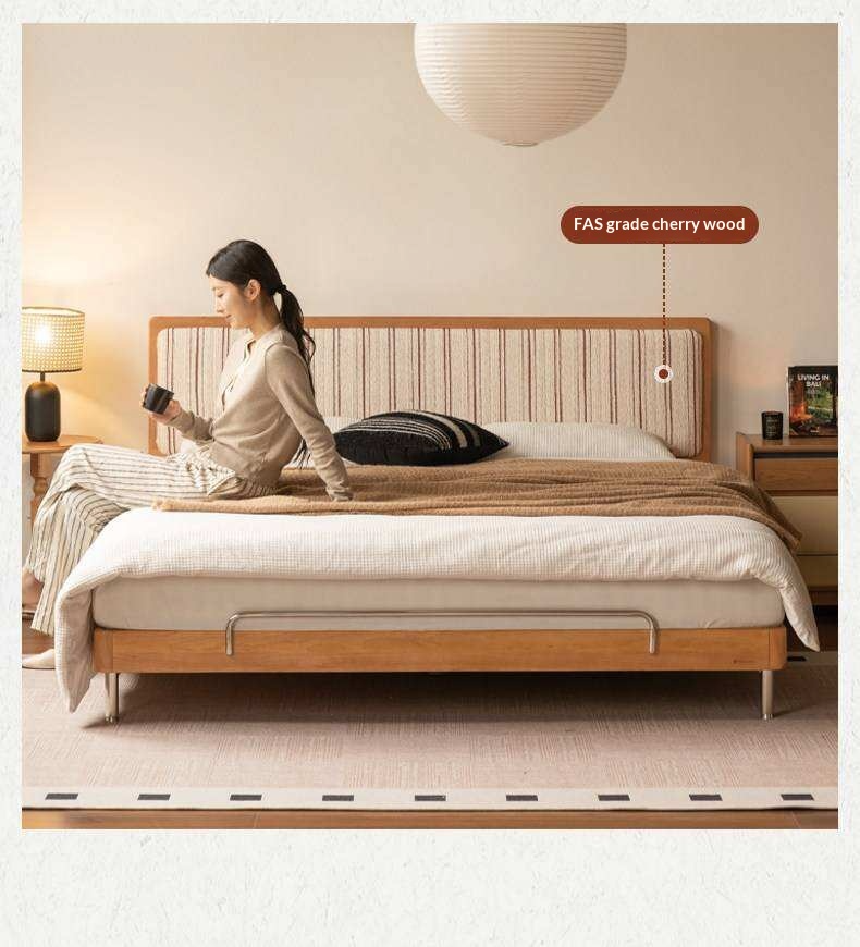 Rubberwood Solid Wood Ancient Style Double Bed