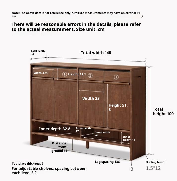 Black Walnut, Oak Solid Wood Italian Light Luxury Shoe Cabinet