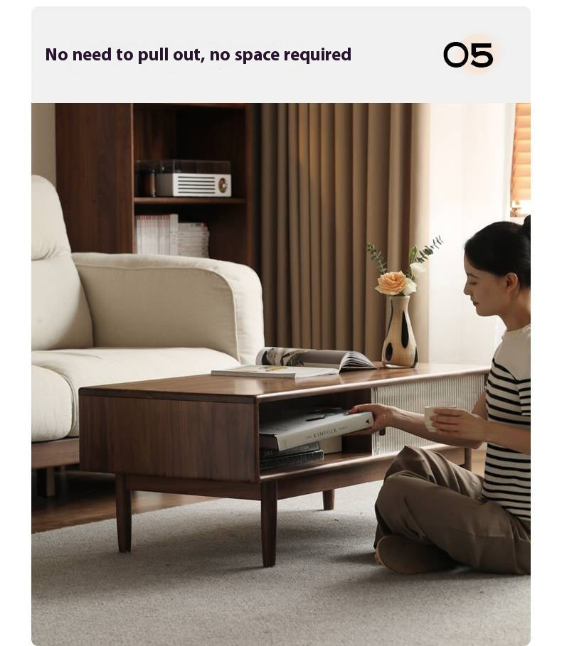 Black Walnut, Oak, Solid Rubberwood Solid Wood Modern Style Coffee Table